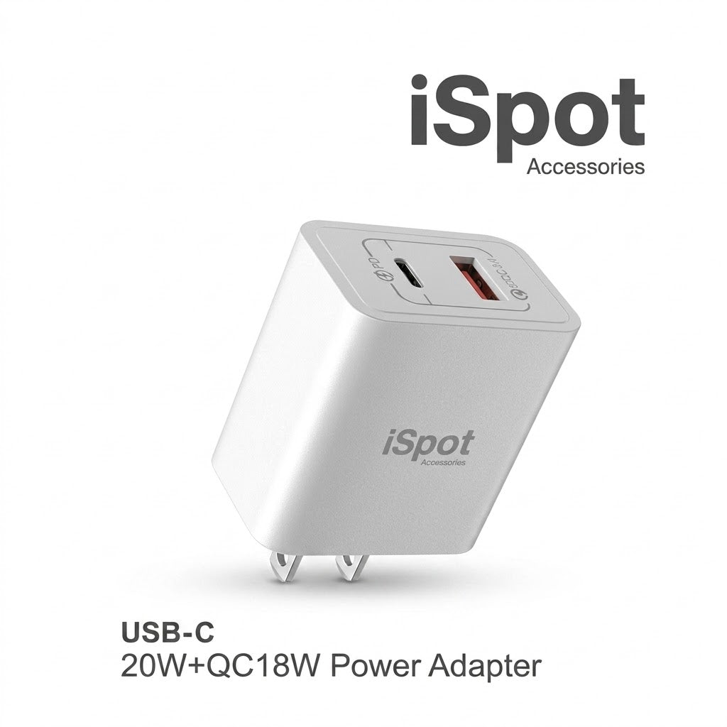 iSpot Cargador 20W + QC18W USB-C Power Adapter