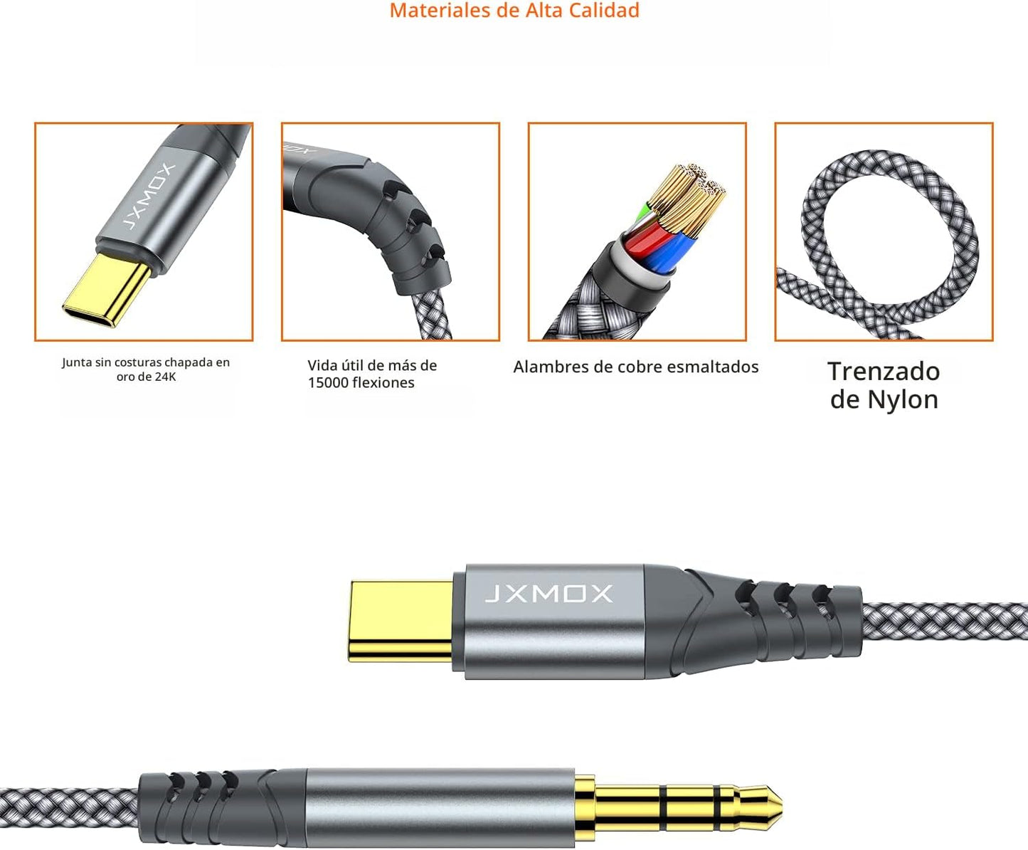 JXMOX Cable UCB C - Auxiliar 3.5mm