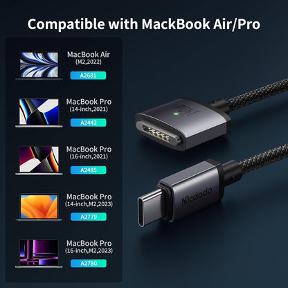 Mcdodo Cable - Magsafe 3 de 140W con LED 2m