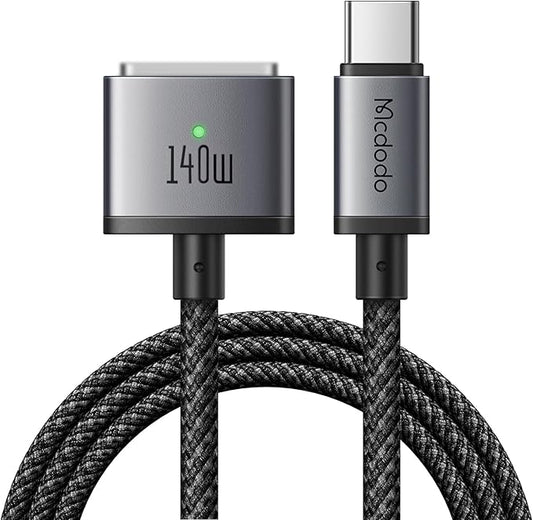 Fast charging cable with '140W' and brand name on a white background