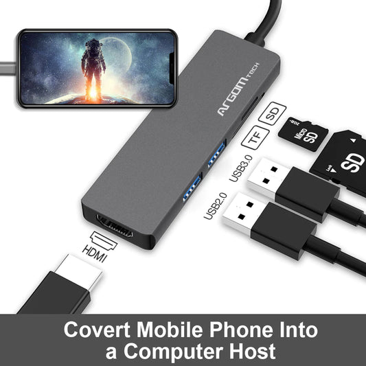 Argom One Axess Hub 5 en 1 HDMI 4K 3X USB 3.0 TF Card Standard Card